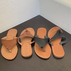 Madlove Chic Tan and Black Women's Toe Thongs Sandals 2 Pairs.